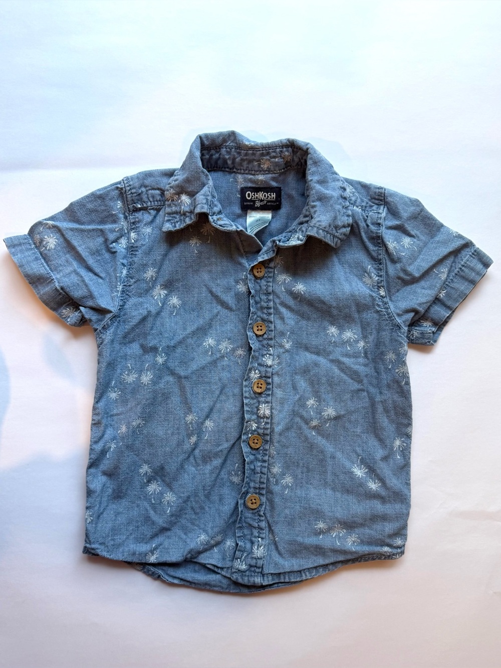 OshKosh B'gosh Blue Palm-Print Short-Sleeve Button-Up Shirt for Kids